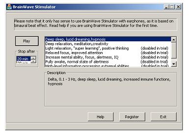 Screenshot of BrainWave Blaster 2.11